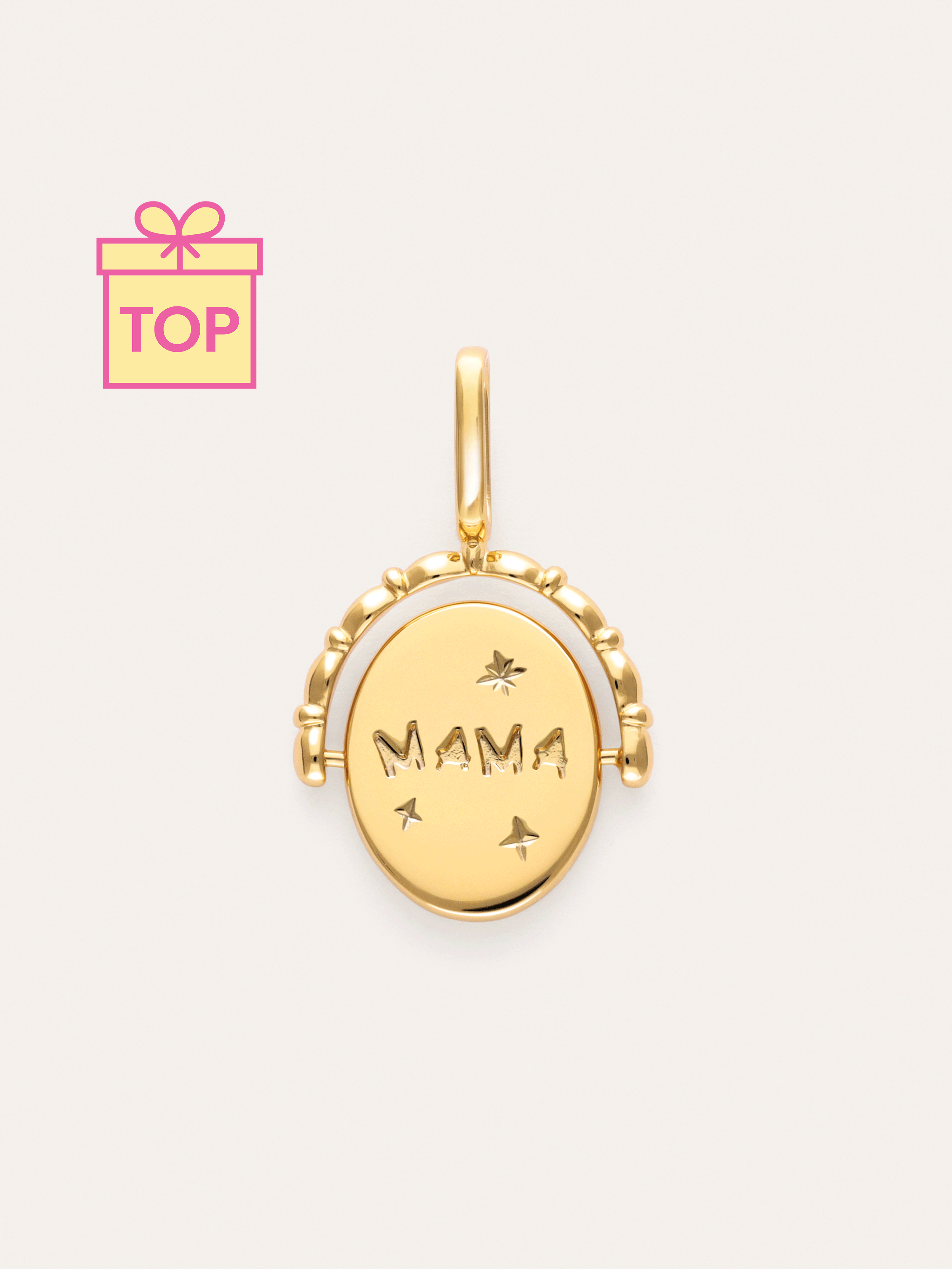 Double Mamá Lovely Heart Gold Medallion Charm