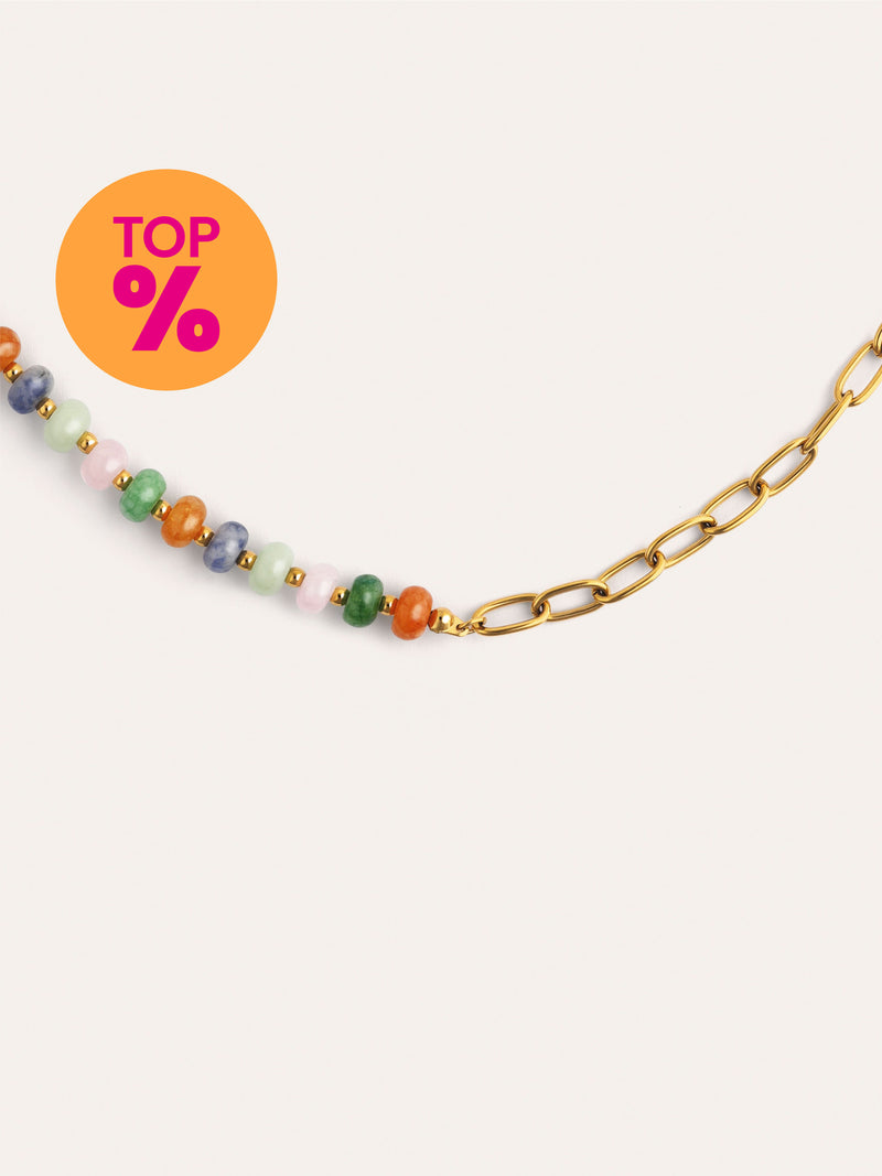 Halskette Alpine Chic Stones Edelstahl mit Goldbeschichtung