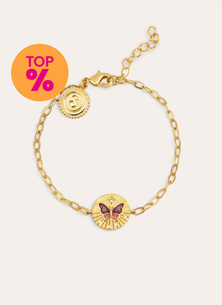 Bracciale Medallion Butterfly Rose Placcato Oro