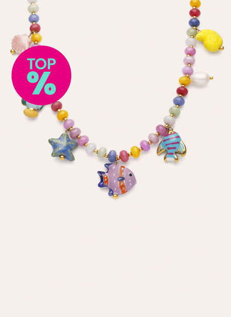 Collar Oceánic Colors Acero Baño Oro