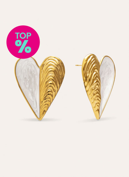 Boucles D'oreilles Coquillage Enamel Acier Plaqué Or