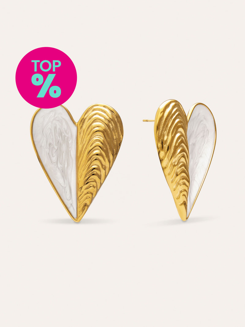 Pendientes Mejillón Enamel Acero Baño Oro