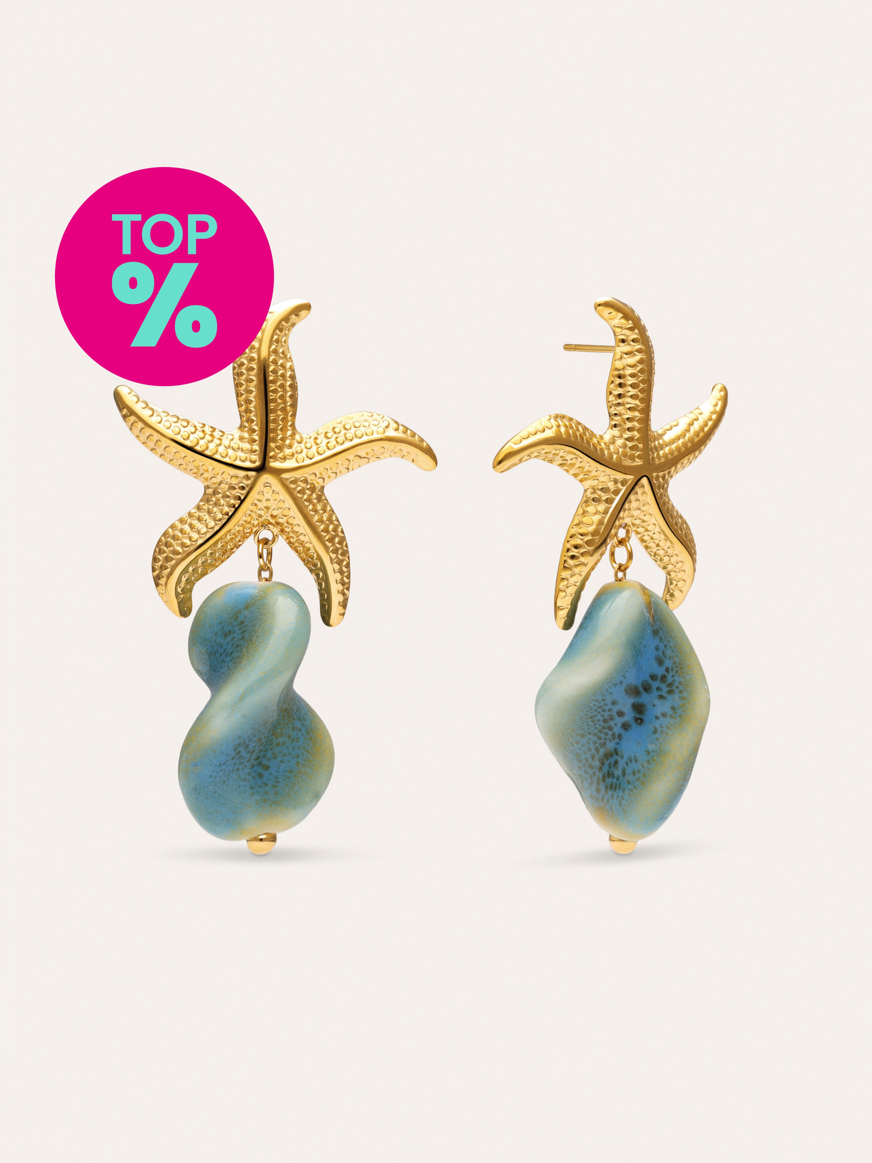 Pendientes Starfish Wave Acero Baño Oro