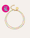 Double Dots Neon Enamel Anklet Steel Gold Plated