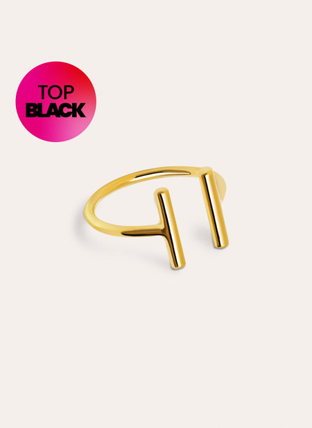 Anillo Sticks Plata Baño Oro