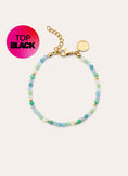 Pulsera Crystal Blue Acero Baño Oro