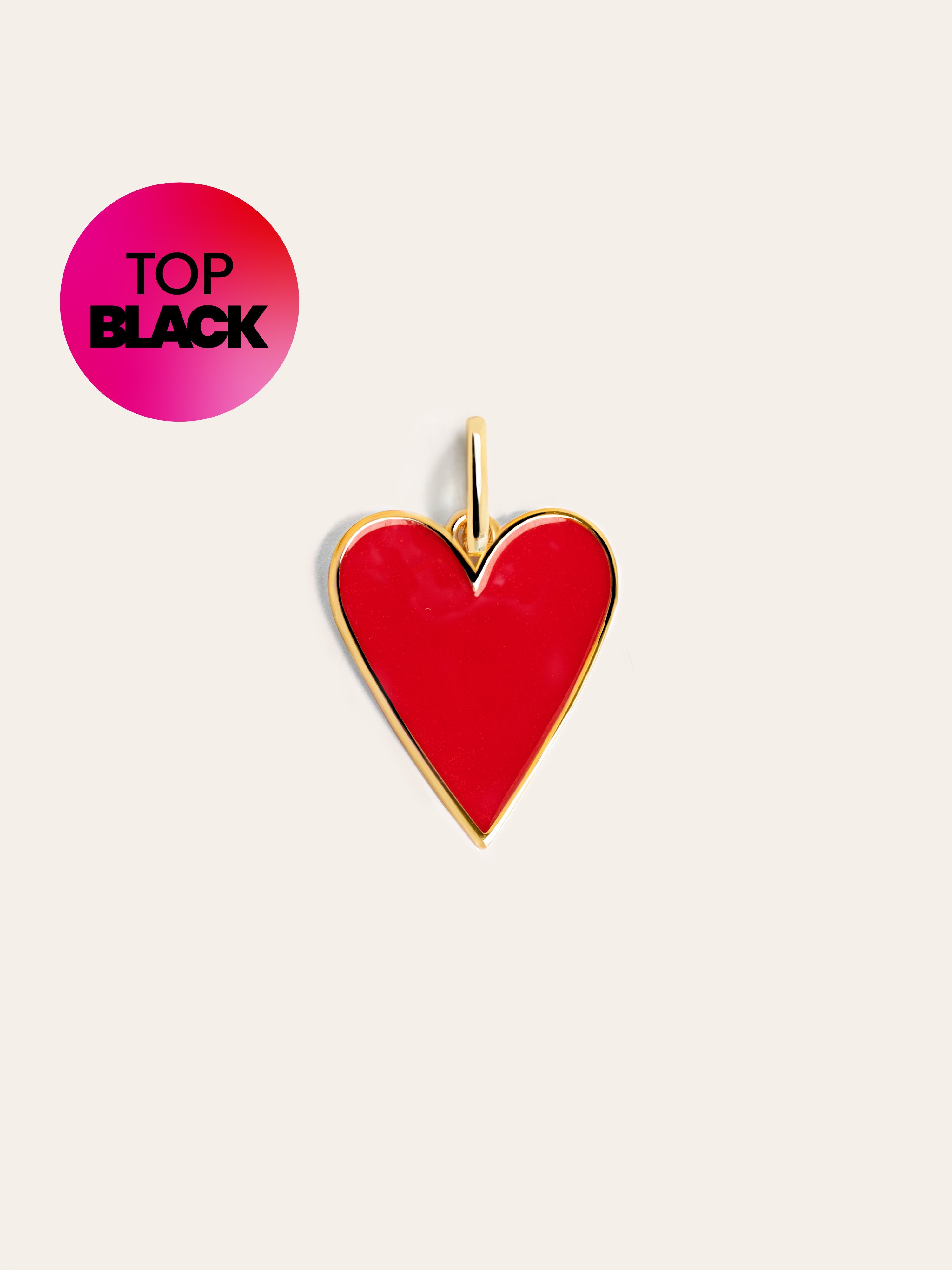 Charm Lovely Heart Red Enamel Baño Oro