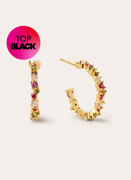 Pendientes Aro Estellar Colors Plata Baño Oro