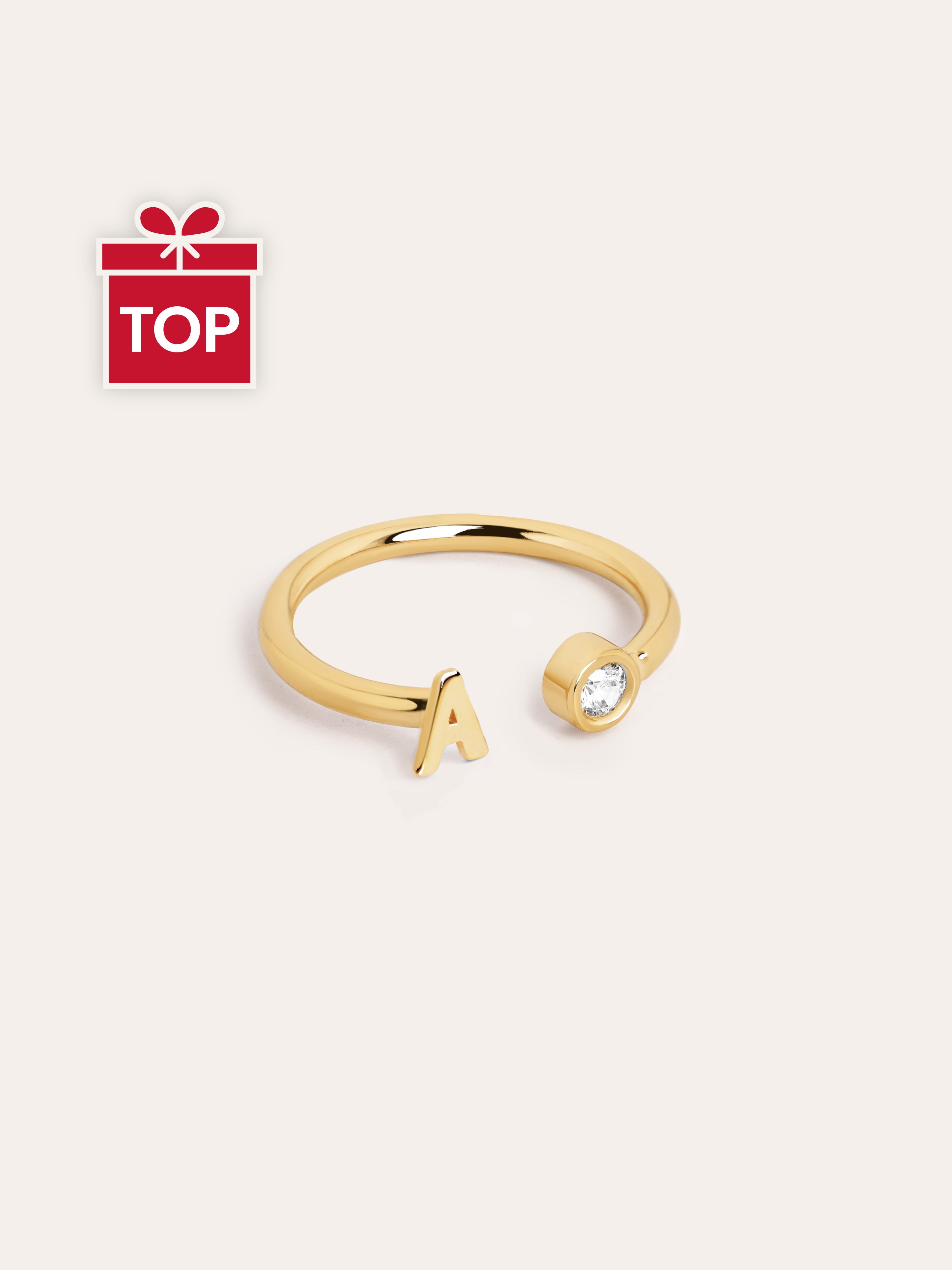 Anillo Personalizado Letter Spark Plata Baño Oro