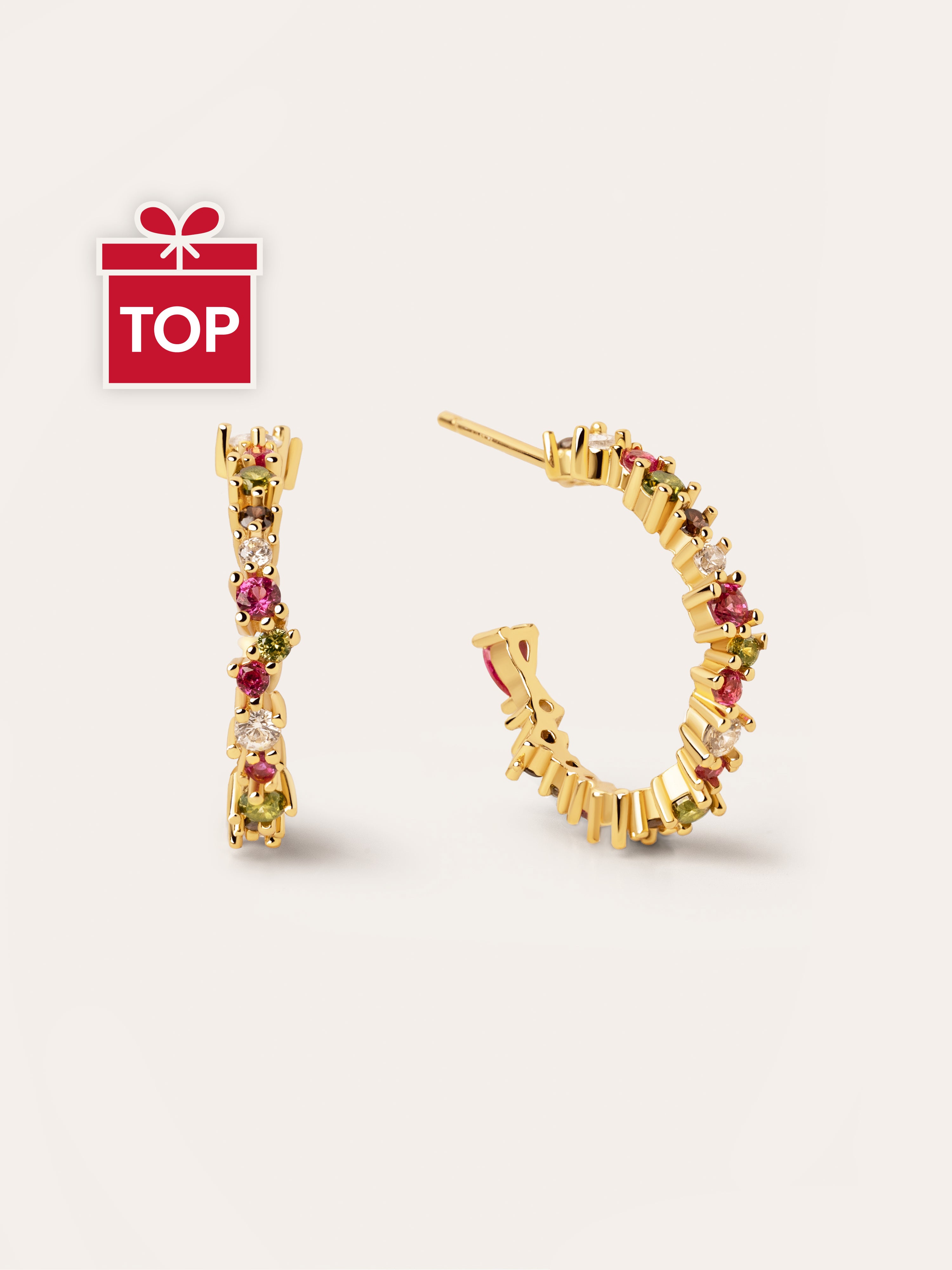 Pendientes Aro Estellar Colors Plata Baño Oro