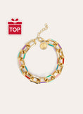 Pulsera Link Rainbow Enamel Acero Baño Oro