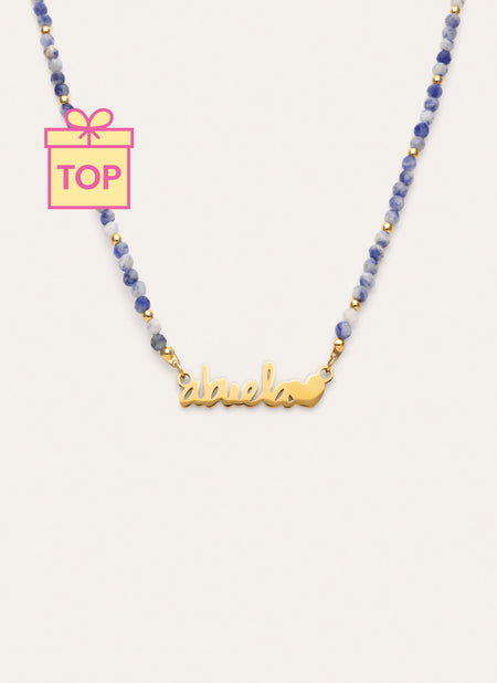 Abuela Heart Cianita Stainless Steel Gold Necklace