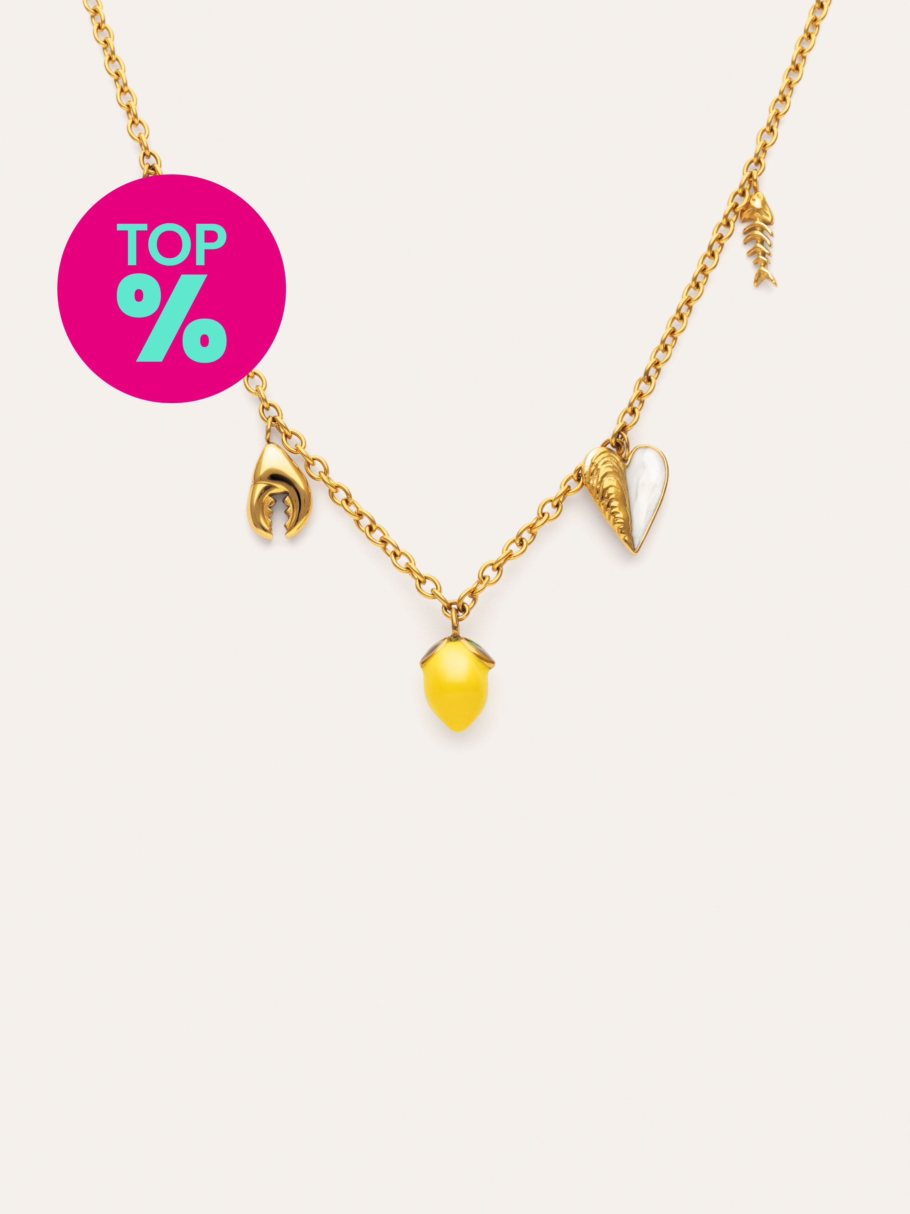 Ketting Multicharm Aperitivo Marino Staal Verguld met Goud