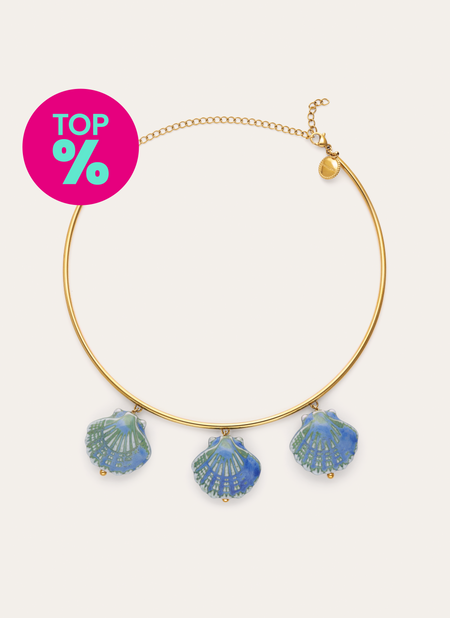 Choker Shelly Blue Staal Verguld met 18kt Goud