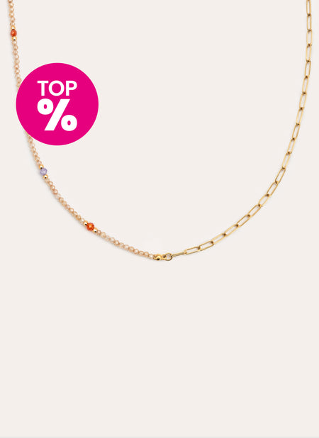 Collar Long Glam Acero Baño Oro