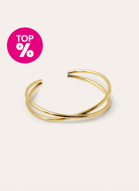 Brazalete Cruzado Acero Baño Oro