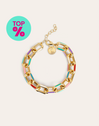 Rainbow Enamel Link Bracelet Stainless Steel 18kt Gold Plated