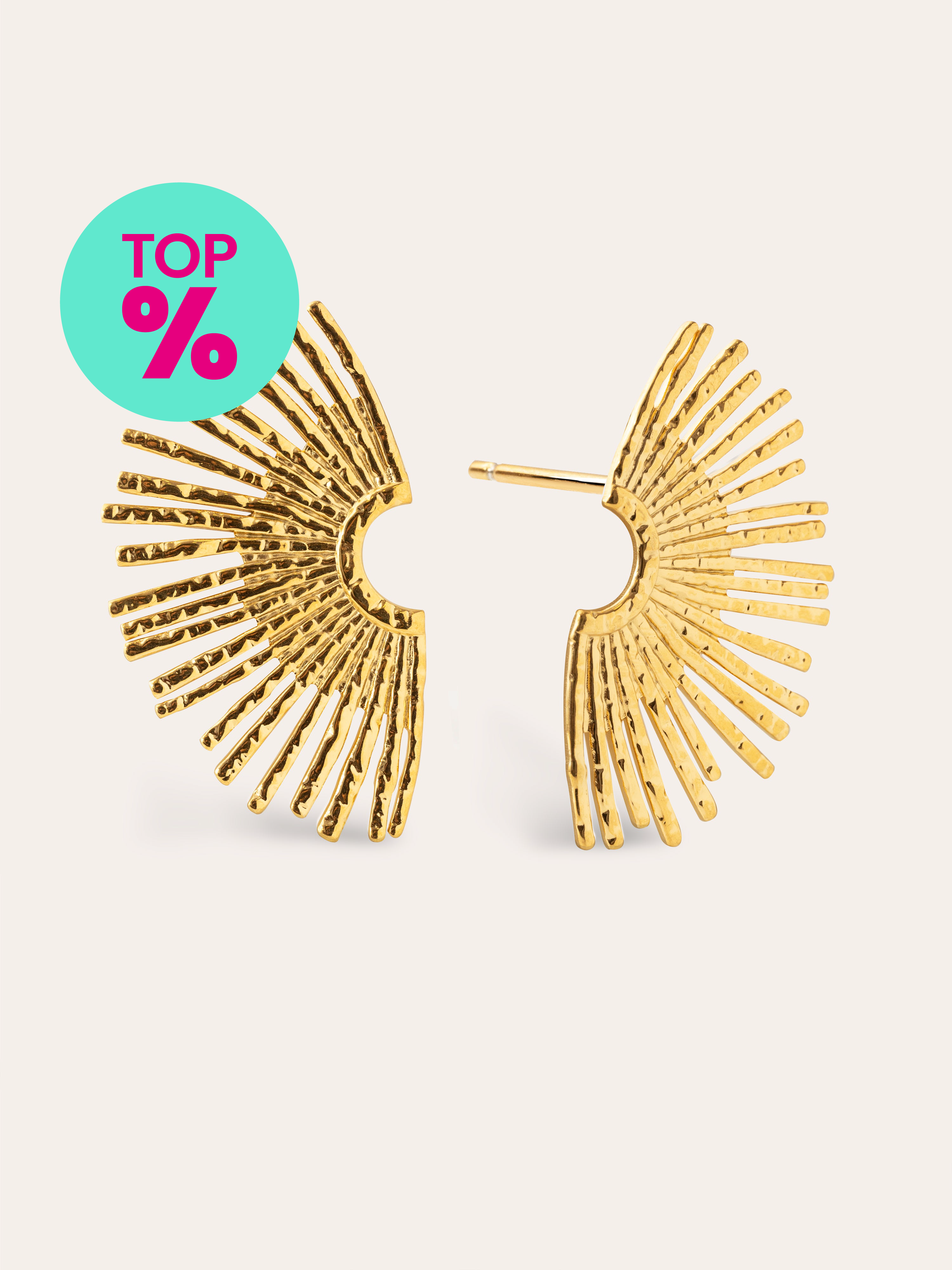 Boucles D'oreilles Sunbeam Acier Plaqué Or