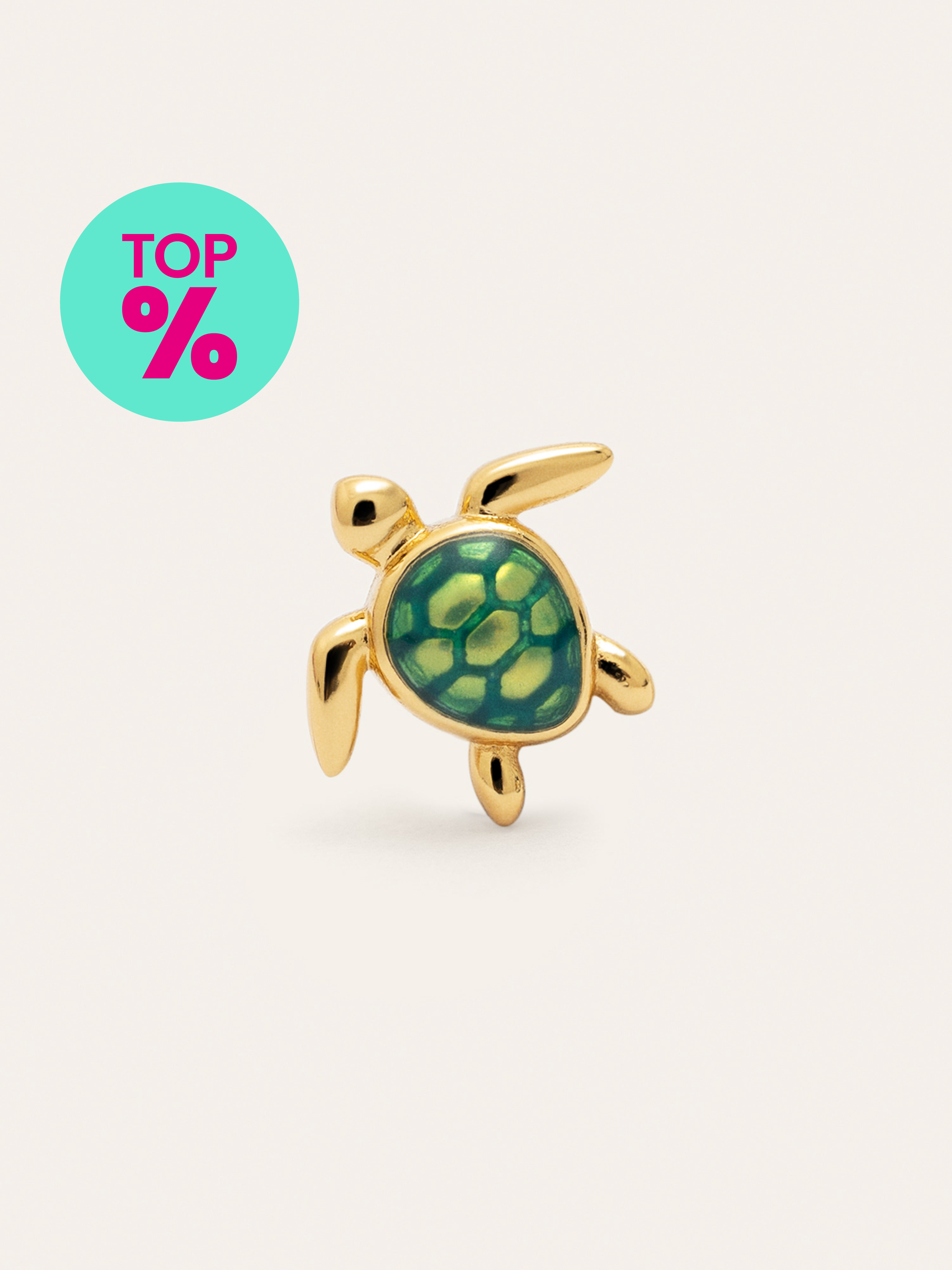 Pendiente Suelto Tortuga Baño Oro