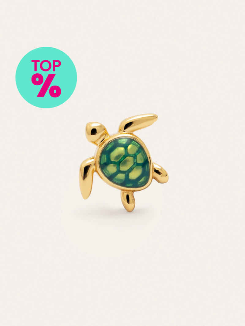 Pendiente Suelto Tortuga Baño Oro