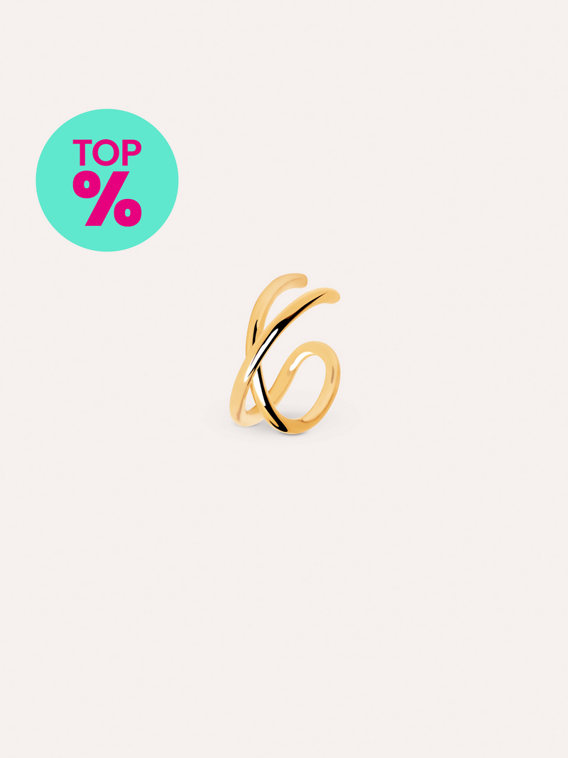 Single Earring Ear Cuff Cross Silver 18kt Gold Plated