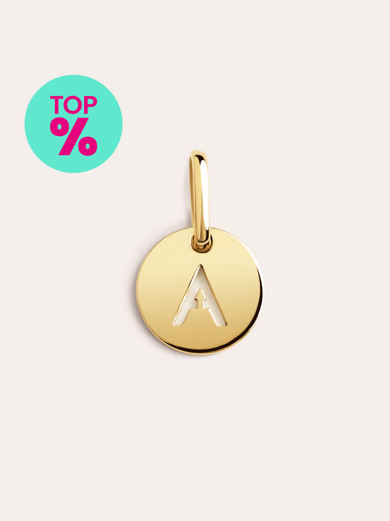 Mini Medallion Letter Silver 18kt Gold Plated
