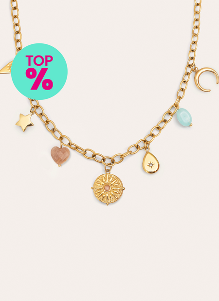 Collar Multicharms Soleil Acero Baño Oro