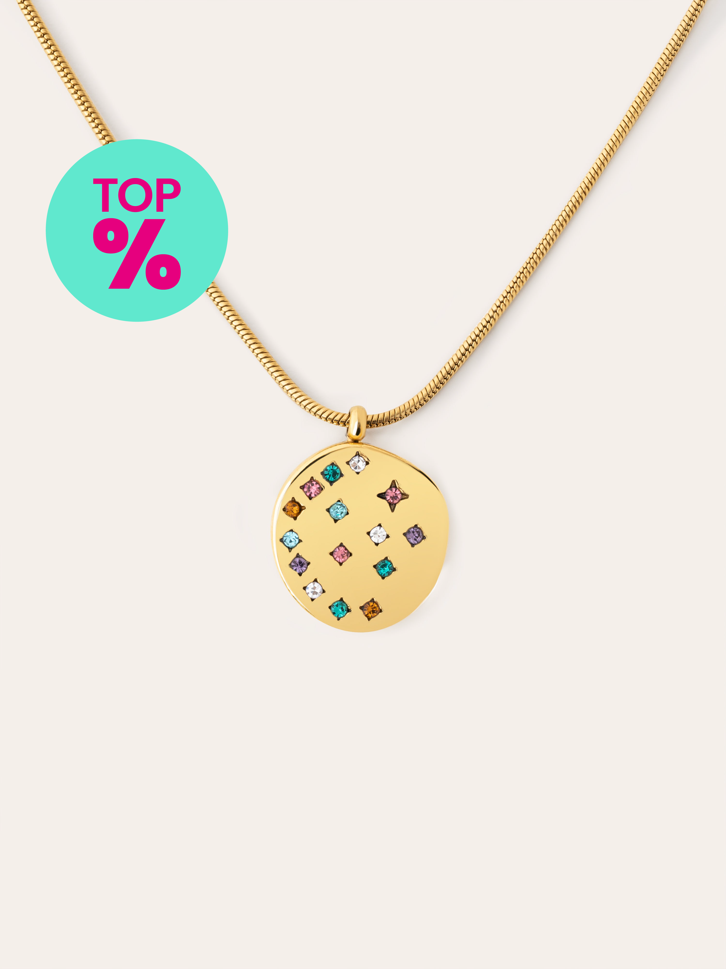 Bling Rainbow Stainless Steel Gold Necklace