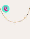 Dots L Black Enamel Stainless Steel Gold Necklace