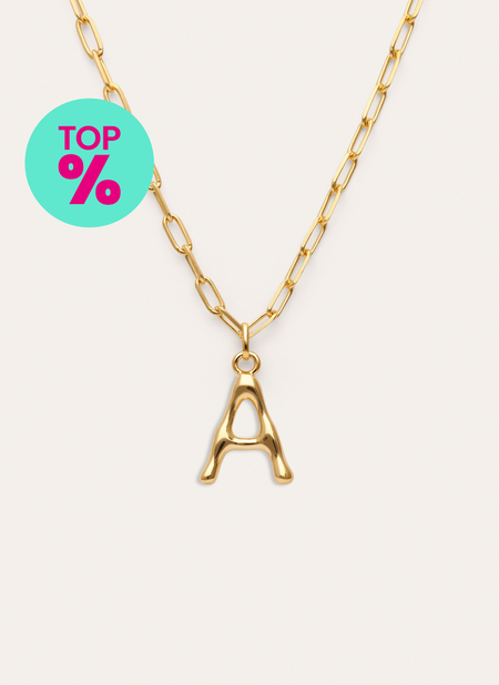 Chic Letter XL Personalized Necklace Stainless Steel 18kt Gold Plated