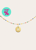 Collier Personnalisé Colors Enamel Letter Argent Plaqué Or
