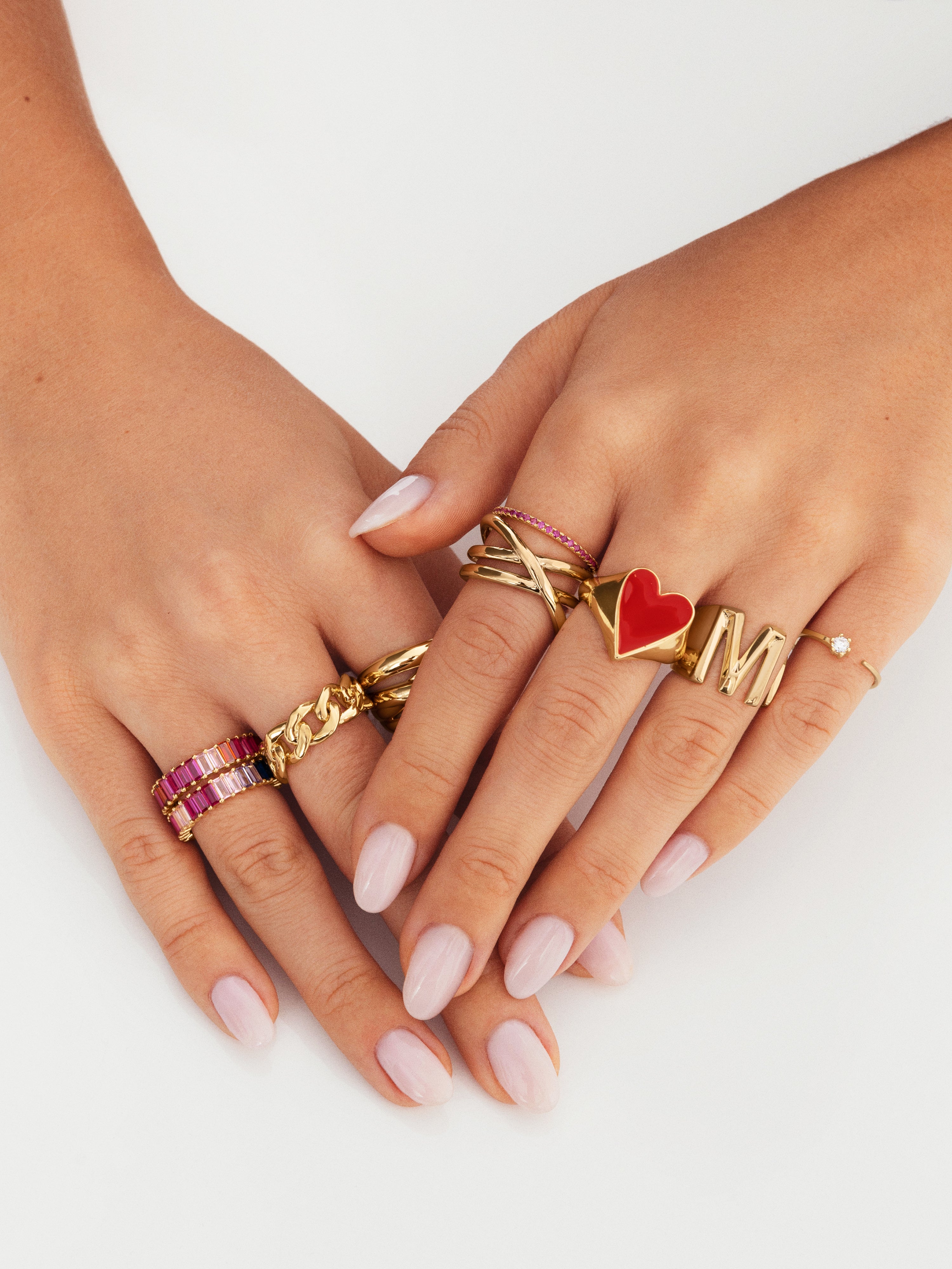 Lovely Heart Red Enamel Gold Ring