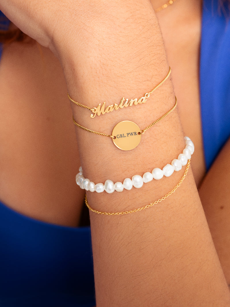 Pulseira Personalizada Moon Prata Banho de Ouro