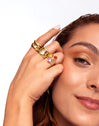 Anillo Pineapple Colors Plata Baño Oro