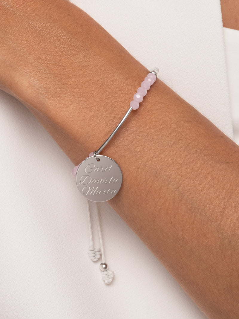 Dream Pink Personalisiertes Armband, Silber