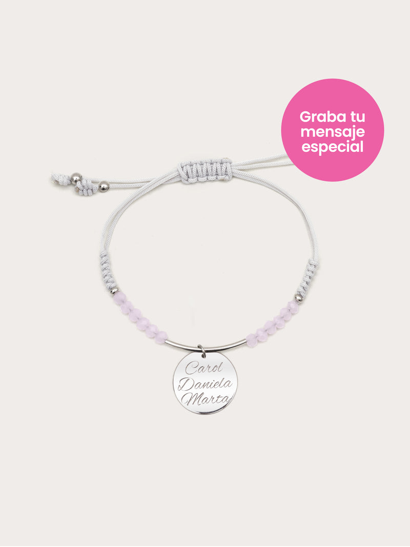 Dream Pink Personalisiertes Armband, Silber
