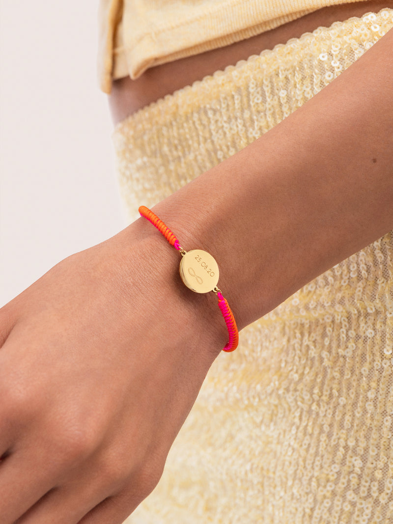 Gepersonaliseerde armband Moon Neonzonsondergang Staal verguld met 18-karaats goud