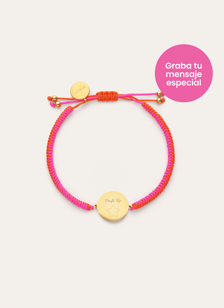 Gepersonaliseerde armband Moon Neonzonsondergang Staal verguld met 18-karaats goud