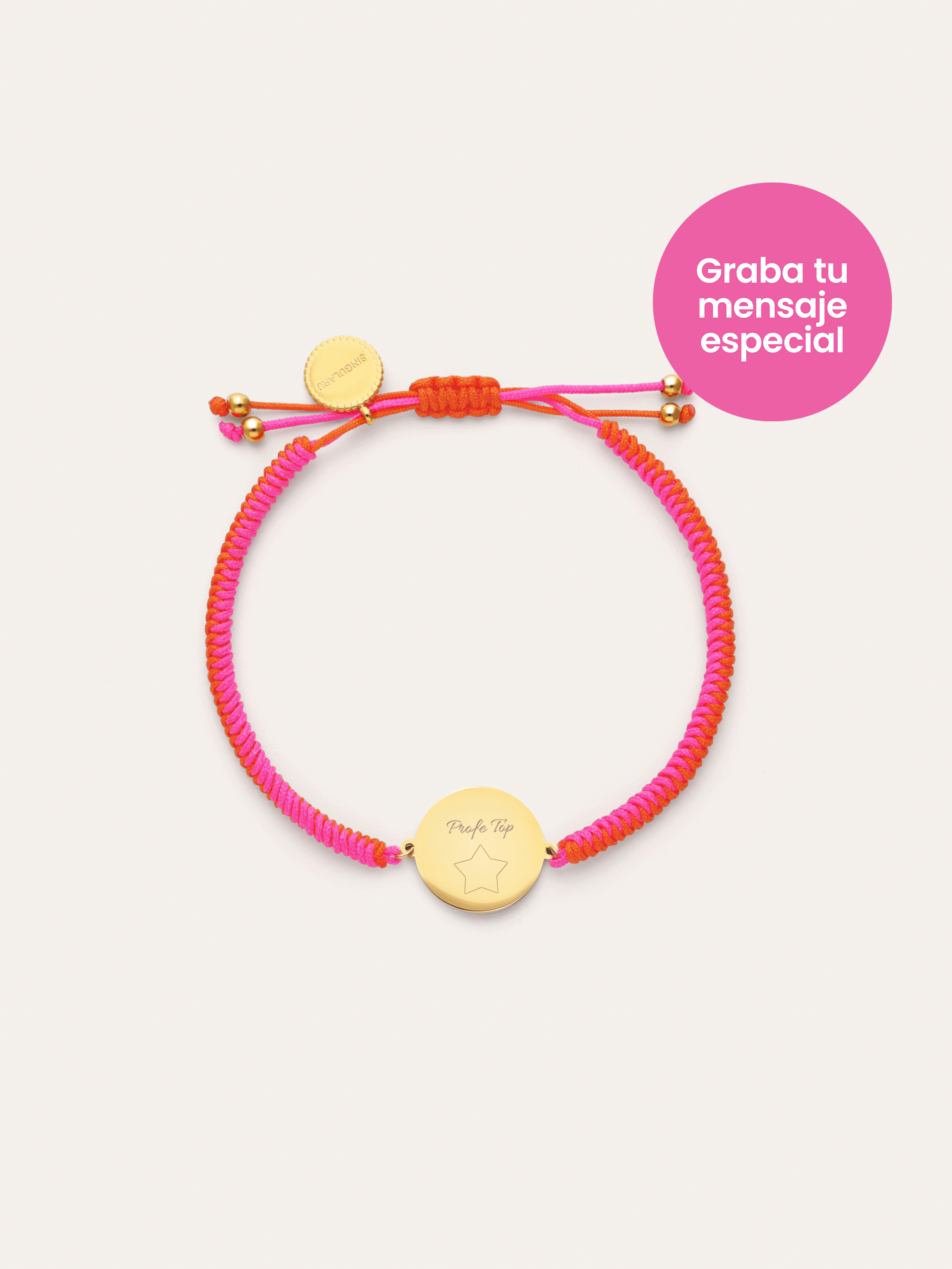 Gepersonaliseerde armband Moon Neonzonsondergang Staal verguld met 18-karaats goud