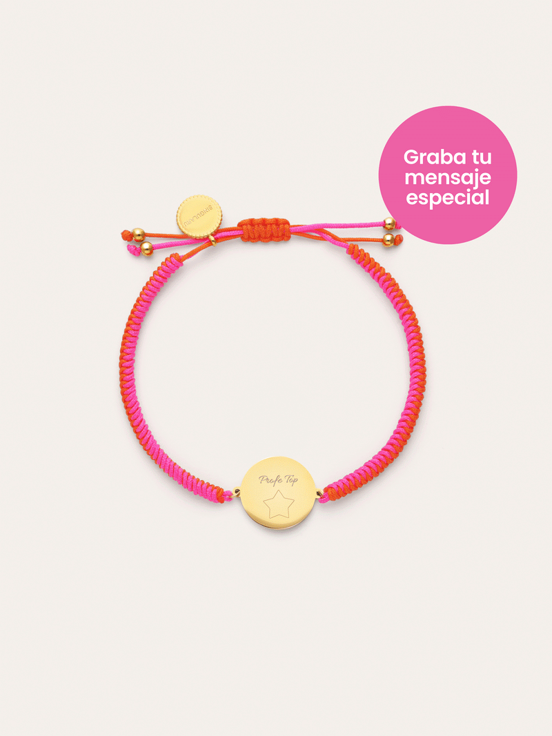 Gepersonaliseerde armband Moon Neonzonsondergang Staal verguld met 18-karaats goud