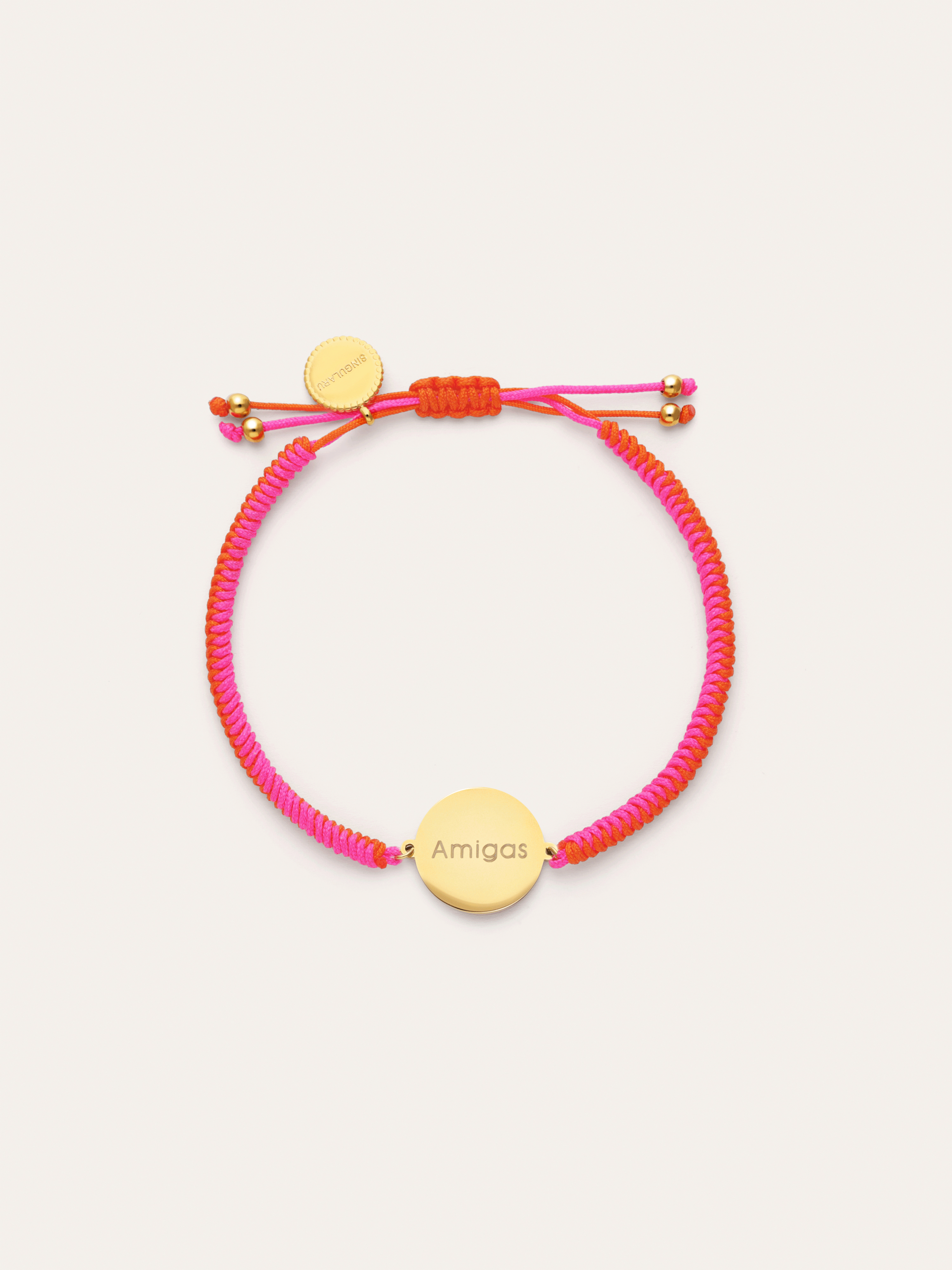 Gepersonaliseerde armband Moon Neonzonsondergang Staal verguld met 18-karaats goud