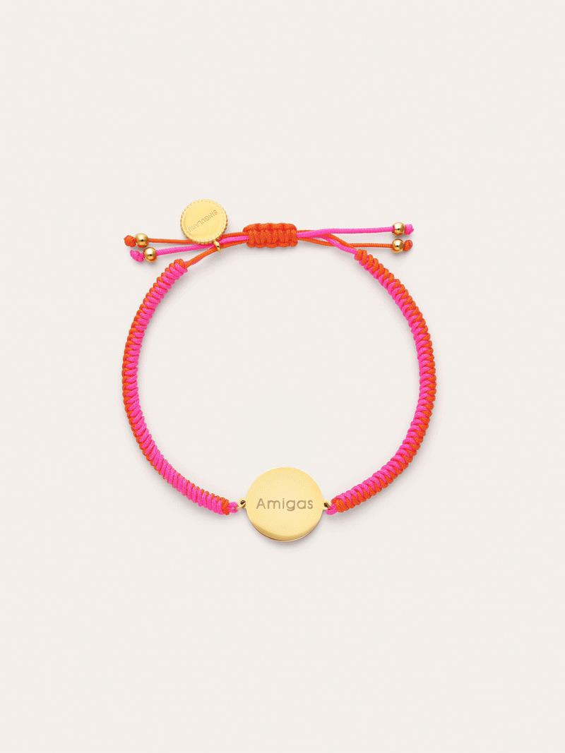 Gepersonaliseerde armband Moon Neonzonsondergang Staal verguld met 18-karaats goud