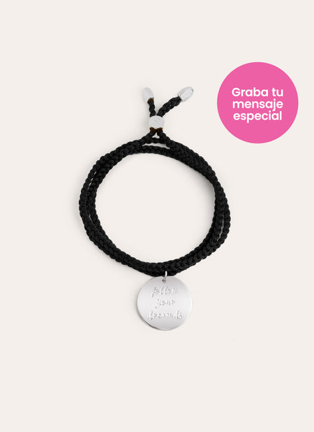 Personalized Dream Black Silver Bracelet