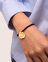 Pulseira Personalizada Medallion Marrón Aço Banho de Ouro