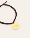 Pulseira Personalizada Medallion Marrón Aço Banho de Ouro