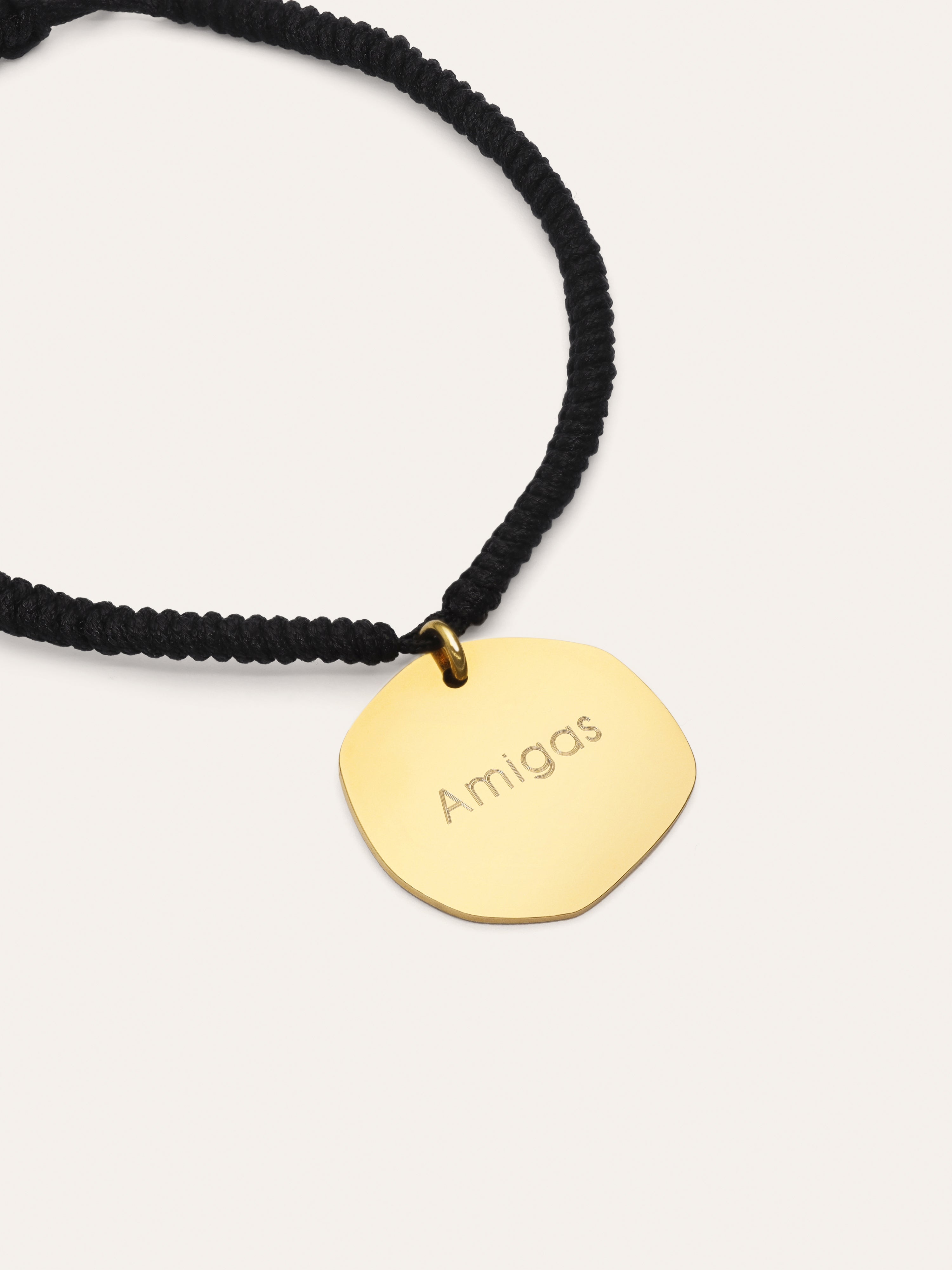 Pulsera Personalizada Medallón Organic Negro Acero Baño Oro