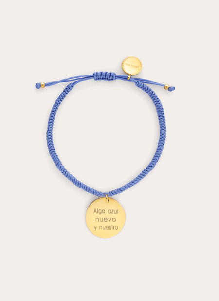 Pulsera Personalizada Medallón Dream Azul Acero Baño Oro