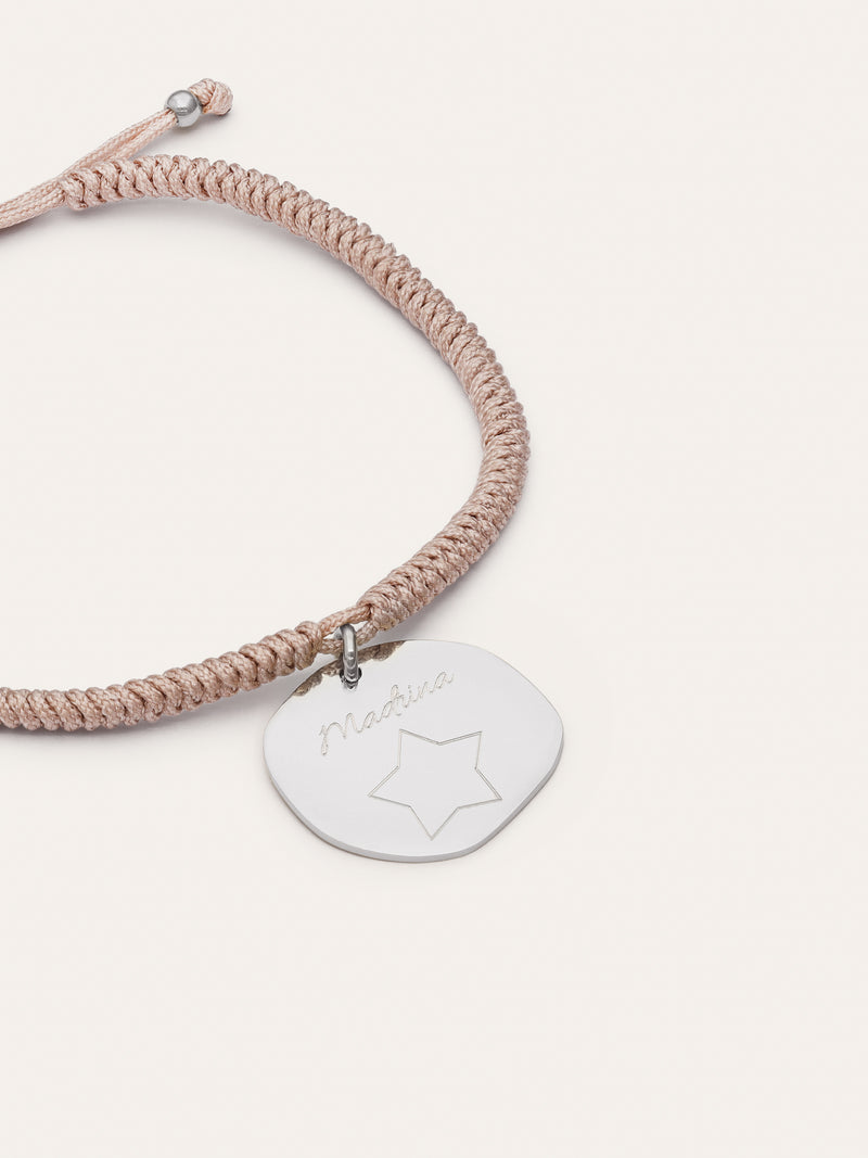 Pulsera Personalizada Medallón Organic Rosa Acero