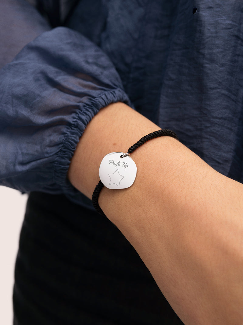 Bracelet Personnalisé Médaillon Organic Noir Acier