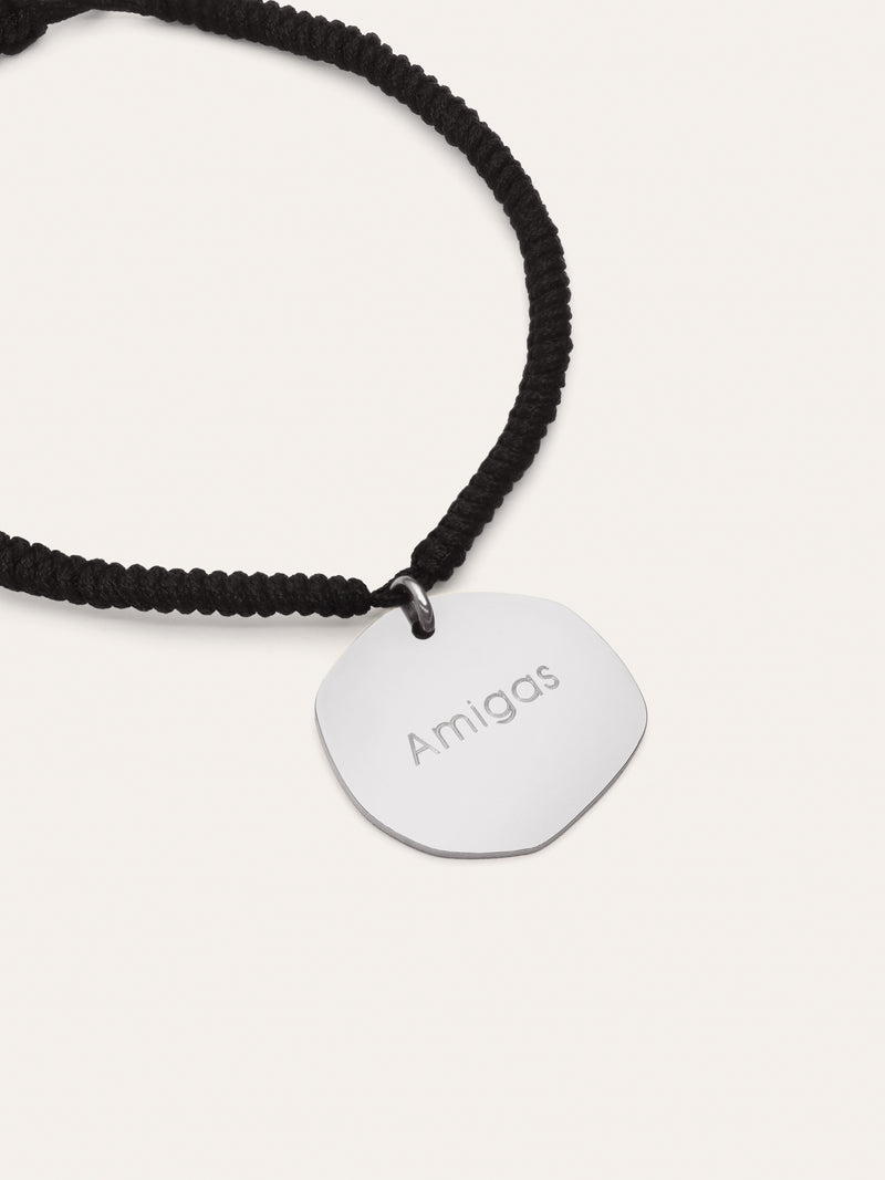 Bracelet Personnalisé Médaillon Organic Noir Acier